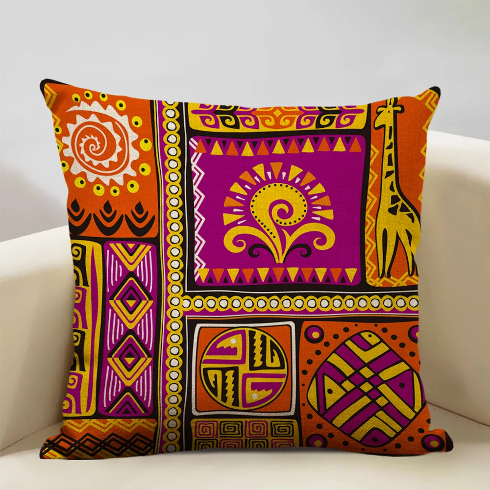 African Oil Painting Cushion Cover – Dancing Girl Art - Glow by Hellen African and Boho Jewelry African Home Decor Cultural Accessories